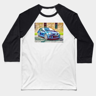 Blue Renault Clio V6 Baseball T-Shirt